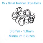 15 Small Size & Width Rubber Drive Belts for Cassette Tape Deck Player 3 Sizes  
