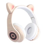 KAIYAN Bluetooth 5.0 Headphones, Cute Wireless Bluetooth Cat Ear Headphones LED Flashing Light Wireless Foldable Headsets Headphones Over Ear with Microphone Cat Ears Earphone for Girls Boys