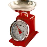 3KG Traditional Weighing Kitchen Scale Bowl Cooking Retro Mechanical Vintage Scales - Red