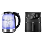 COSORI Electric Glass Kettle, 3000W 1.5L with Blue LED, Fast and Quiet Boil & COSORI Air Fryers Oven, 5.5L XXL Oil Free Air Fryer