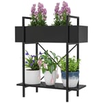 2-vånings växtställ, blomsterställ för inomhusbruk utomhus, växthylla i metall, blomsterhylla i flera våningar, 70 cm hög blomtr