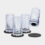 Silwy Magnetiska shotglas i plast Magnetic Plastic Glass Shot, transparent, 4 cl, 4-pack + magnetiska glasunderlägg