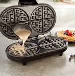 Dual Round Belgian Waffle Maker Pancake Toast Griddle Press Portable Countertop