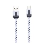 Cable Noodle Type C pour JBL FLIP 5 Chargeur Android USB 1,5m Connecteur Tresse - BLANC