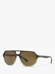 Emporio Armani EA4111 Men's Aviator Sunglasses, Green/Brown