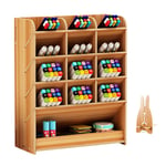 Wooden Desk Organizer, Multi-Functional DIY Pen Holder Storage Box Desktop Stationary Storage Rack for Home, Office and School (B12 Cherry Color)
