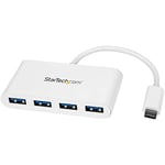 StarTech.com Hub USB-C 4 Ports USB-A (USB 3.0 SuperSpeed 5Gbps) - Alimenté par bus USB - Adaptateur USB-C vers USB-A - USB 3.1 Gen 1/USB 3.2 Gen 1 Type C - Blanc