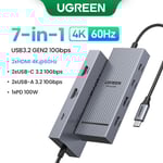 UGREEN 10Gbps USB C HUB 4K60Hz type-c vers HDMI RJ45 PD100W SD & TF adaptateur USB pour Macbook iPad Samsung accessoires d'ordinateur portable Docking - Type 10Gbps 7-in-1 2HDMI