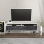 Flay TV Stand TV Unit for TVs up to 65 inches Metal Legs Dropdown Cabinets