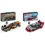 LEGO Speed Champions 2023 McLaren Formula 1 Race Car Toy for 9 Plus Year Old Kids & Speed Champions Audi S1 e-tron quattro Race Car Toy Vehicle, Buildable Model Set for Kids