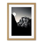 Artery8 Moonrise by Half Dome in Yosemite National Park High Contrast Black White Photograph Full Moon and Mountain Forest Landscape Artwork Framed Wall Art Print 18X24 Inch