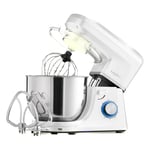 KAPPLICO® Pro Plus 1800W Stand Mixer, 7.0L Stainless Steel Bowl, 6-Speed Food Mixer, Dough Hook, Whisk & Mixing Beater, Non-slip Rubber Feet, - 24m Warranty. (White)