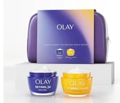 Olay Skincare Gift Set: Vitamin C Face Moisturiser + Retinol 24 Night Cream 50ml