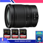 Nikon Z 24-70mm f/4 S + 3 SanDisk 64GB UHS-II 300 MB/s + Ebook 'Devenez Un Super Photographe' - Objectif Nikon Z pour Nikon Hybride