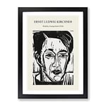 Portrait Of Wehrlin By Ernst Ludwig Kirchner Exhibition Museum Painting Framed Wall Art Print, Ready to Hang Picture for Living Room Bedroom Home Office Décor, Black A4 (34 x 25 cm)