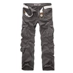 WDXPYA Men'S Cargo Pants,Mens Cargo Combat Work Trousers Military Tactical Cotton Casual Hiking Gray 9 Pockets Pants Trouser,38