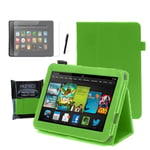 MOFRED® Green Kindle Fire HD 7" Tablet (2013 Model-2nd Gen) Case-MOFRED® Executive Multi Function Standby Case with Built-in Magnet for Sleep / Wake feature for the Kindle Fire HD 7" Case + Screen Protector + Stylus Pen (Available in Mutiple Colors)