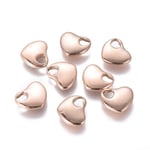 UNICRAFTALE 2pcs 304 Stainless Steel Pendants Rose Gold Heart With Hole Charms Vacuum Plating Large Hole Pendant for Women Necklaces Jewelry Making 13x15x3.7mm, Hole 4x5mm