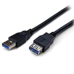 StarTech.com Câble d'extension USB 3.0 SuperSpeed de 2m - Rallonge USB A vers A - M/F - Noir (USB3SEXT2MBK)