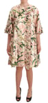 DOLCE & GABBANA Dress Silk Pink Lily Print Ruffled Long Coat IT42/US8/M