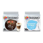 Tassimo Baileys Latte Macchiato Coffee Pods (Pack of 5, Total 80 Coffee Capsules) & Creamer Milk Pods (Pack of 5, Total 80 Coffee Capsules)