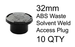 10x 32mm Access Plug Cap ABS Waste Solvent Weld MARLEY KAP1 Black 36 1 1/4 x 2.7