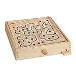 Relaxdays Jeu Labyrinthe en Bois, avec 2 Billes, Jouet d'adresse, équilibre, à partir de 3 Ans, Plateau XL, Nature