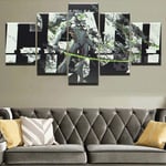 104Tdfc Hero Shooter Video Game 5 Panel Canvas Wall Art Large Prints On Canvas -150X80Cm Modern Home Decoration Poster Modular Wall Mural Decor Print Picture Kids Room Decor-Framed