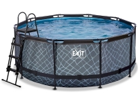 EXIT Stone pool ø360x122cm med filterpump - grå 10126 L