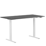 Höj och sänkbart skrivbord, 2-motorigt, vitt stativ, svart bordsskiva 180x80cm