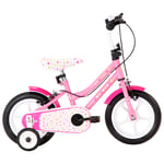 vidaXL børnecykel 12 tommer hvid og pink