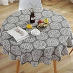 Round Tablecloth Linen Table Cover Indoor Nordic Style Table Cloth for Home Kitchen Living Room Circular Table Dust-Proof (round grey flower, diameter 150cm)