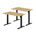 Höj- & sänkbart elskrivbord, svart stativ, bordsskiva i ek, 120x80 cm