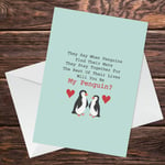 Penguin Card For Boyfriend Girlfriend Valentines Anniversary Card For Him Her
