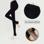 Bas Thermique Taille Haute Pour Femme,Collants Chauds,Chaussettes Sourire,Pantalons - Pure Black-Half Feet-220g Standard Velvet