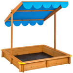tectake Sandlåda med justerbart tak - blå