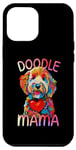Coque pour iPhone 14 Plus Goldendoodle Lovers Heart Pop Art pour femme