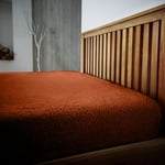 Drap de lit en Polaire pour très Grand lit | Drap-Housse Thermique très Chaud | Orange brûlé