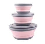 MiXXAR 3Pcs Collapsible Bowl Collapsible Camping Bowl Portable Silicone Bowl BPA Free with Lid Suitable for Camping, Caravans, Outdoor Activities, Kitchen and more
