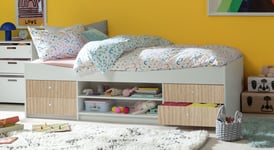 Argos Home Malibu Cabin Bed Frame & Mattress- White Acacia