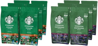 STARBUCKS Dark Roast Ground Coffee Bag, Espresso Roast, 200 Gram (Pack of 6) & H