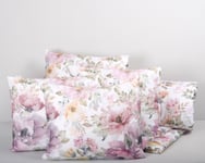 Rosendal Rosa Satin Blommigt Bäddset Dubbeltäcke 220x220 Värnamo of Sweden