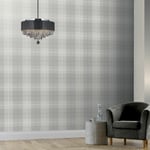 Country Tartan Check Hessian Fabric Effect - Grey 294901 - Arthouse Wallpaper