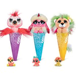 Coco Surprise Fantasy B Series 1, 3 Pack - Flamingo, Poodle, Lion, Plush Toys with Baby Collectible Surprise in Cone (3 Pack) (Flamingo, Poodle, Lion)