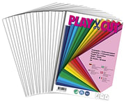 PLAY-CUT Lot de 20 feuilles de papier de couleur A4 blanc (130 g/m²) - Format A4 - Pour le bricolage - Papier à dessin sonore et papier artisanal épais - Format A4