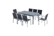 Table de jardin extensible et 8 chaises alu/textilène gris