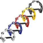 A-Star Half Moon Tambourine, Double Jingle Bell Cutaway with Ergonomic Grip Handle - Singers, Bands, Musicians, Music Classes - Pack of x10 Mixed Colours