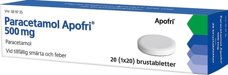 Paracetamol Apofri, brustablett 500 mg 20 tablett(er)