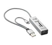 Yenkee - USB 2.0 ja USB-C OTG -jakaja ja kortinlukija