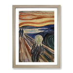 The Scream By Edvard Munch Classic Painting Framed Wall Art Print, Ready to Hang Picture for Living Room Bedroom Home Office Décor, Oak A3 (34 x 46 cm)